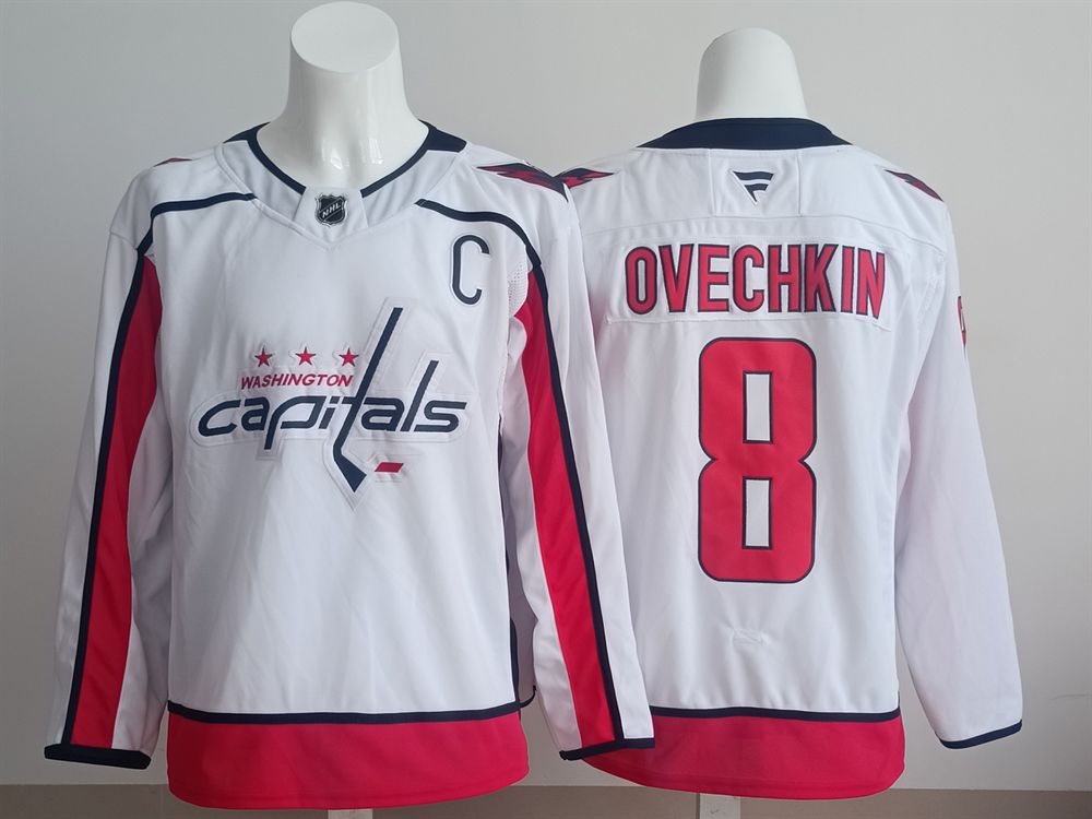 Men 2025 Washington Capitals #8 Ovechkin White Fanatics Home Premium NHL Jersey style 1